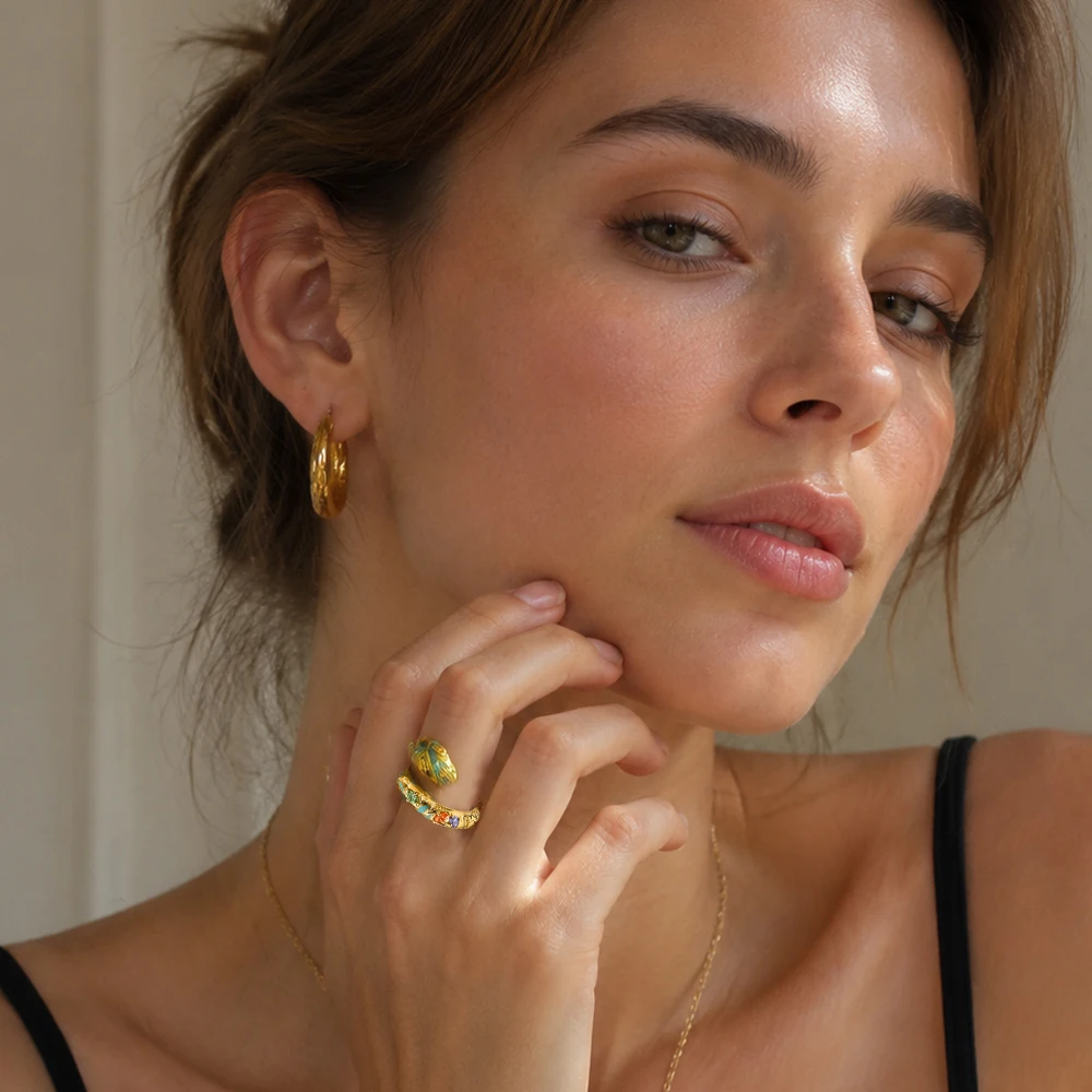 Women's Golden Snake 925 Sterling Silver Ring, Elegant Design
